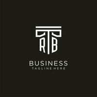 RB initial logo with geometric pillar style design vector