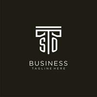 SO initial logo with geometric pillar style design vector