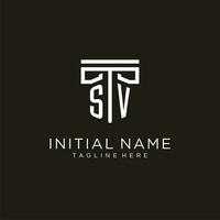 SV initial logo with geometric pillar style design vector