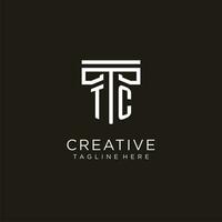 TC initial logo with geometric pillar style design vector