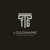 TG initial logo with geometric pillar style design vector