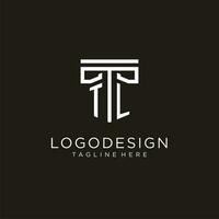 TL initial logo with geometric pillar style design vector