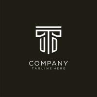 UD initial logo with geometric pillar style design vector