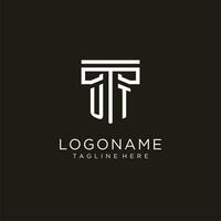 UT initial logo with geometric pillar style design vector