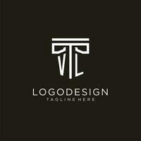 VL initial logo with geometric pillar style design vector