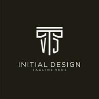 VJ initial logo with geometric pillar style design vector