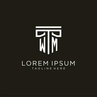 WM initial logo with geometric pillar style design vector