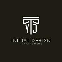 YJ initial logo with geometric pillar style design vector