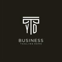 YO initial logo with geometric pillar style design vector