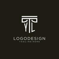 YL initial logo with geometric pillar style design vector