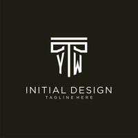 YW initial logo with geometric pillar style design vector