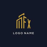 FX initial monogram with building logo design vector