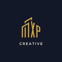 XP initial monogram with building logo design vector