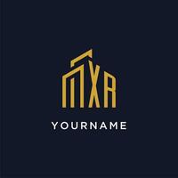 XR initial monogram with building logo design vector