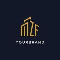 ZF initial monogram with building logo design vector
