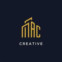 AC initial monogram with building logo design vector