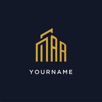 AR initial monogram with building logo design vector