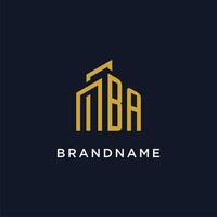 BA initial monogram with building logo design vector