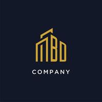 BD initial monogram with building logo design vector