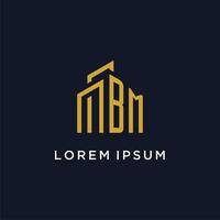 BM initial monogram with building logo design vector