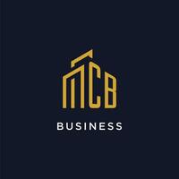 CB initial monogram with building logo design vector