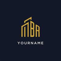 BR initial monogram with building logo design vector