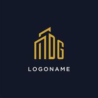 DG initial monogram with building logo design vector
