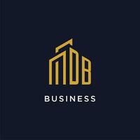 DB initial monogram with building logo design vector