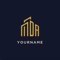 DR initial monogram with building logo design vector