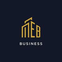 EB initial monogram with building logo design vector