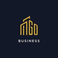 GO initial monogram with building logo design vector
