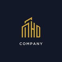 HD initial monogram with building logo design vector