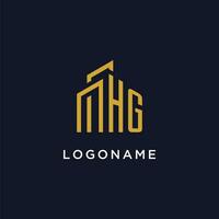 HG initial monogram with building logo design vector