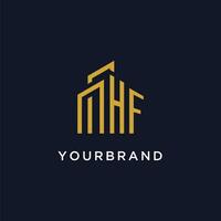 HF initial monogram with building logo design vector