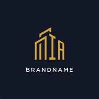 IA initial monogram with building logo design vector