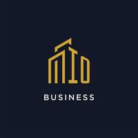 IO initial monogram with building logo design vector