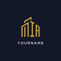 IR initial monogram with building logo design vector