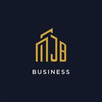 JB initial monogram with building logo design vector