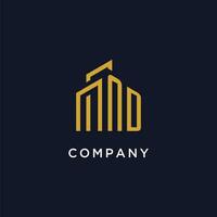 ND initial monogram with building logo design vector