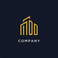 OD initial monogram with building logo design vector