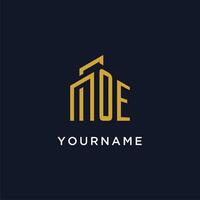 OE initial monogram with building logo design vector