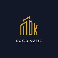 OK initial monogram with building logo design vector