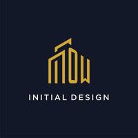OW initial monogram with building logo design vector
