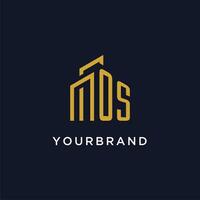 OS initial monogram with building logo design vector