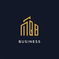 QB initial monogram with building logo design vector