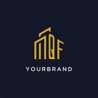 QF initial monogram with building logo design vector