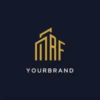 RF initial monogram with building logo design vector