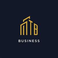 TB initial monogram with building logo design vector