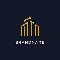 TN initial monogram with building logo design vector