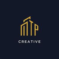 TP initial monogram with building logo design vector